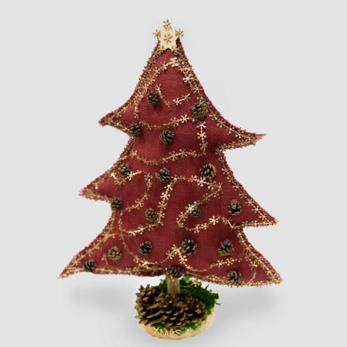 Árbol Navidad Carmen de Monamur en color rojo, decoración textil navideña con diseño exclusivo.